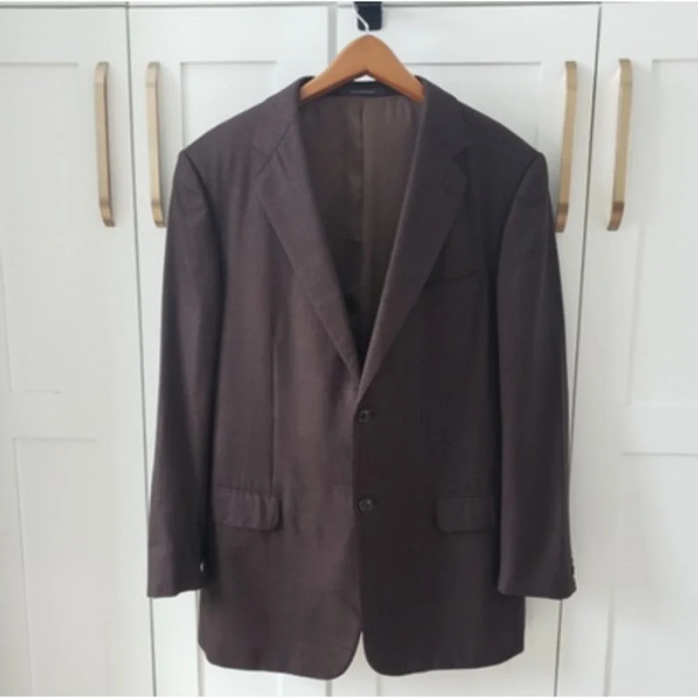 Ermenegildo Zegna Blazer Mens 44L Brown Wool Trofeo Neiman Marcus Sport Coat